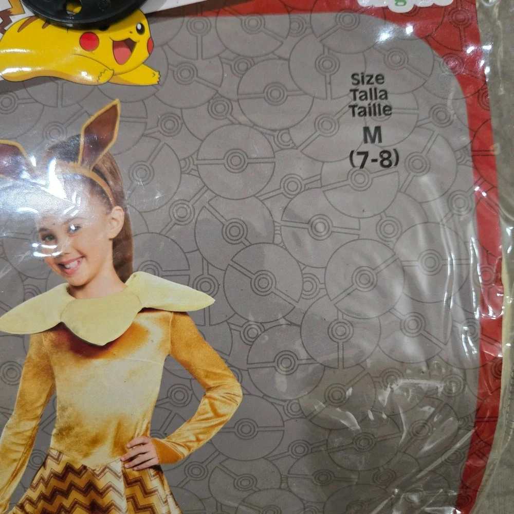 Pokemon Eevee Costume Girls Medium 7-8 Deluxe Halloween Dress Up Anime Cosplay